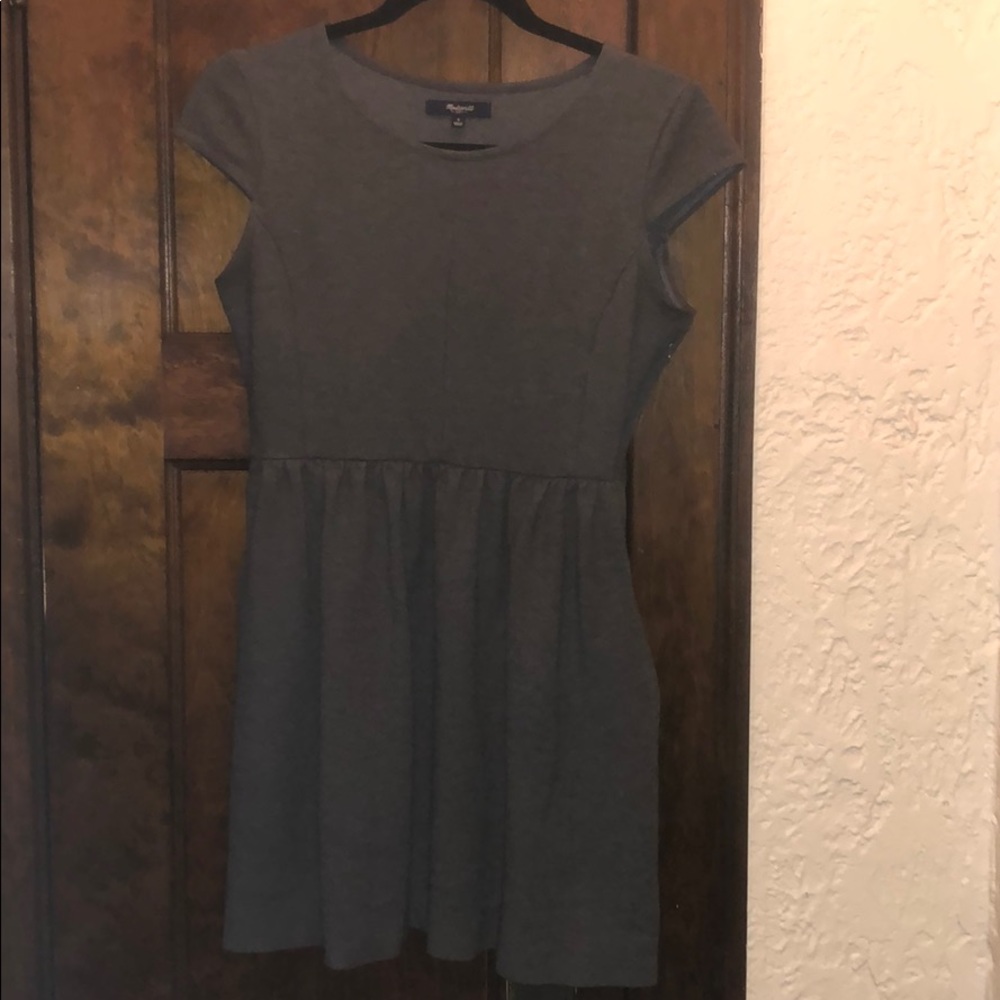 Madewell Ponte Screenplay Gray Fit n Flare Dress